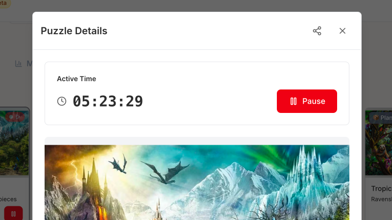 Puzzle solving timer feature
